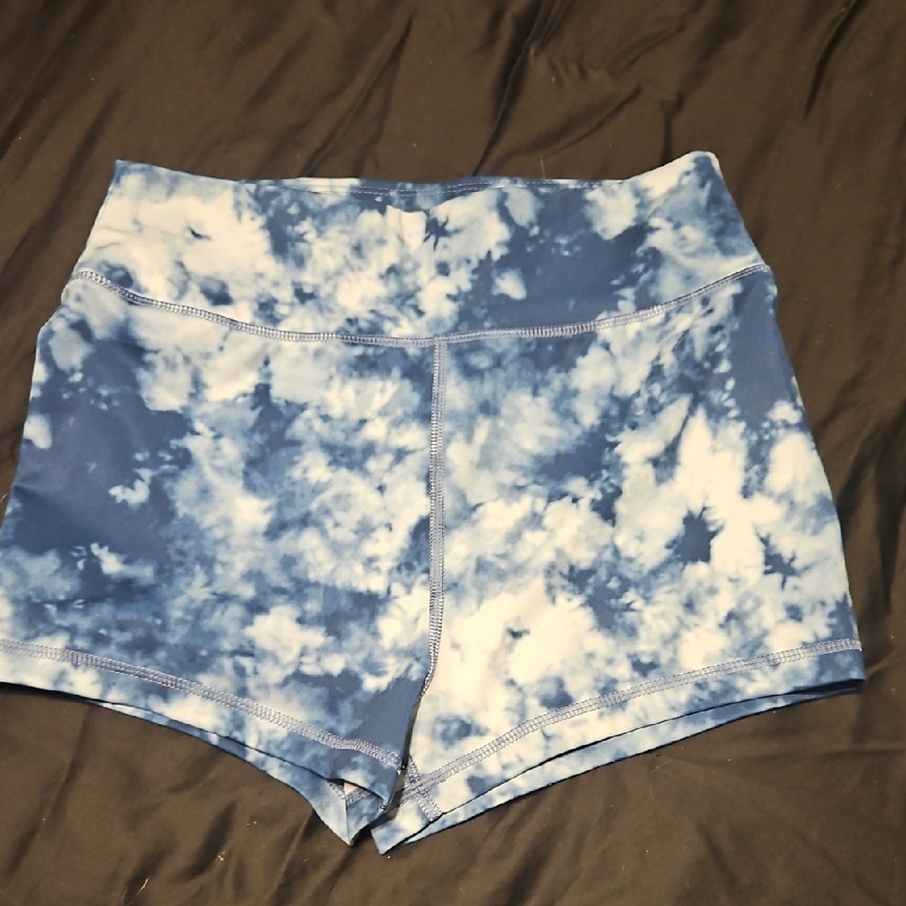 American Eagle Outfitters Blue and White Tie-Dye Bike Shorts